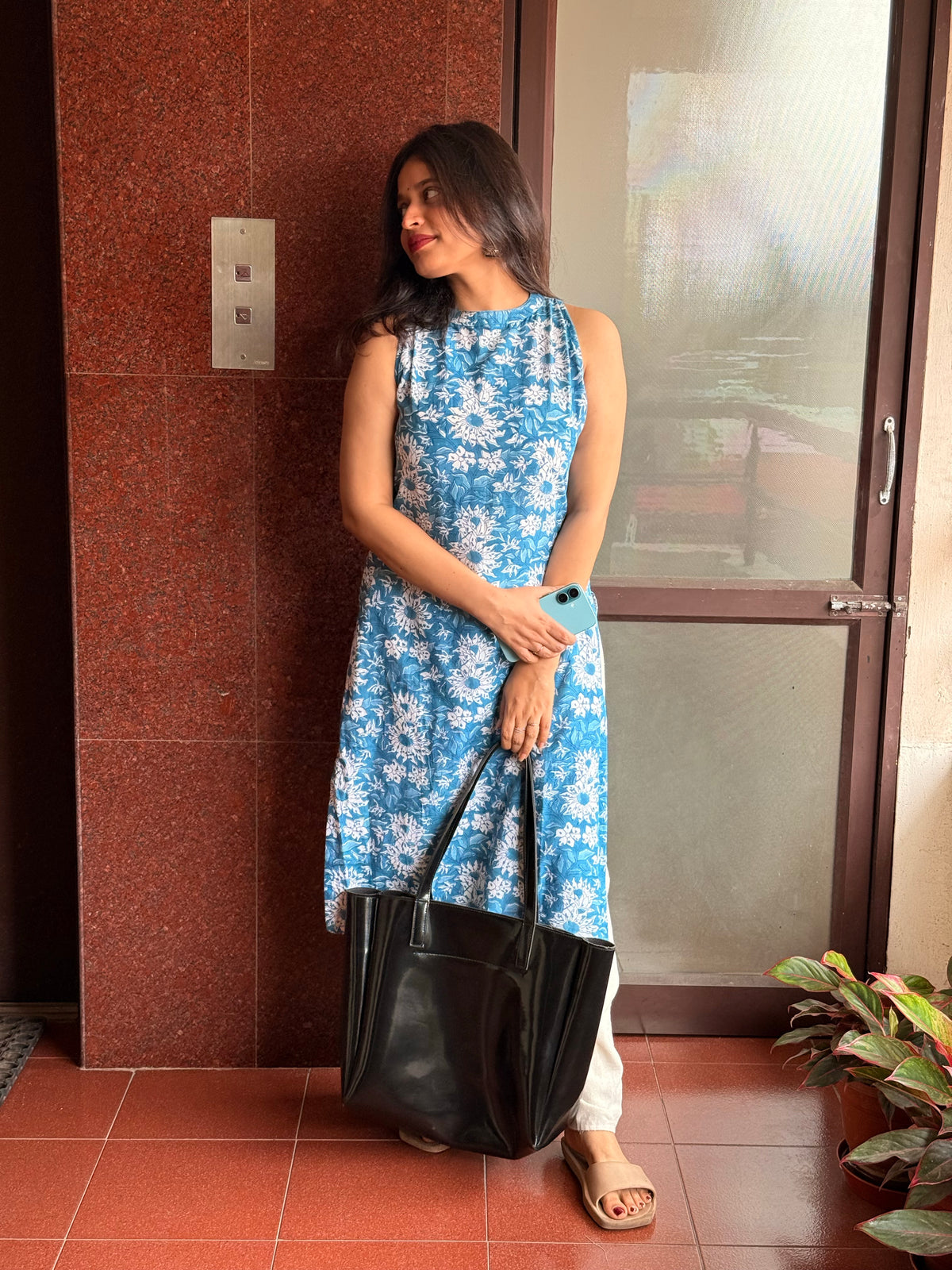 Piku-Hand Block Printed Halter Neck Kurti